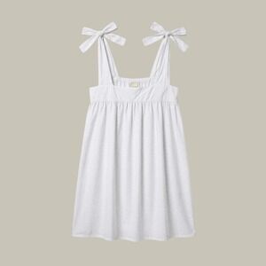 Darling Babydoll Dress Women Plus 2XL White Tie-Shoulder Cotton Mini